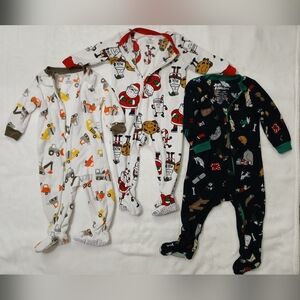 3-Kids One Piece Pajamas - Fun Print Size12m-18m